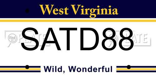 SATD88 West Virginia License Plate