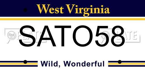 SATO58 West Virginia License Plate