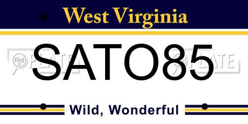 SATO85 West Virginia License Plate