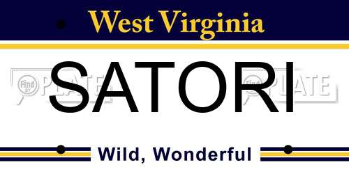 SATORI West Virginia License Plate