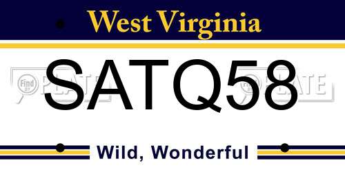 SATQ58 West Virginia License Plate