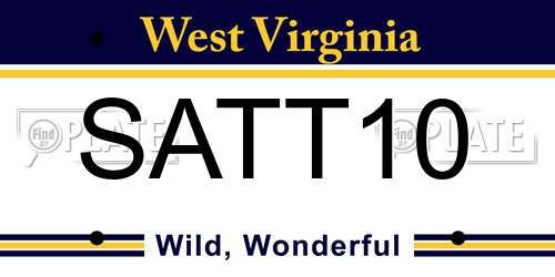SATT10 West Virginia License Plate