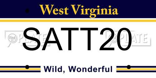 SATT20 West Virginia License Plate