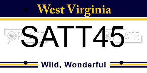 SATT45 West Virginia License Plate