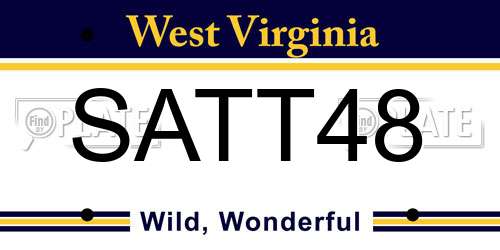 SATT48 West Virginia License Plate