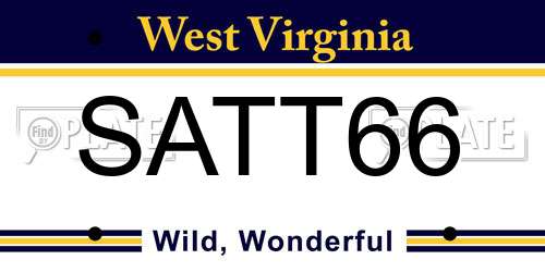 SATT66 West Virginia License Plate