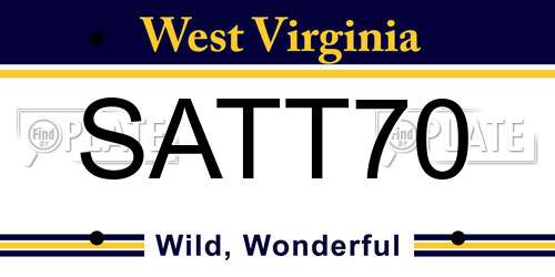 SATT70 West Virginia License Plate
