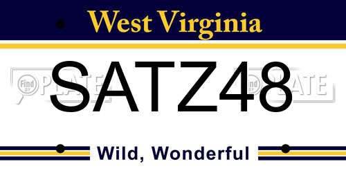 SATZ48 West Virginia License Plate