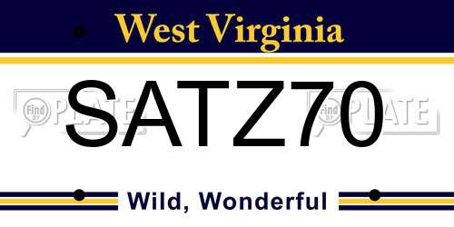 SATZ70 West Virginia License Plate
