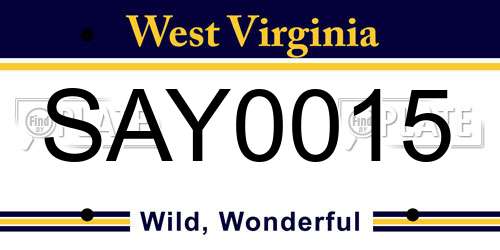 SAY0015 West Virginia License Plate