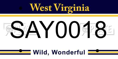 SAY0018 West Virginia License Plate