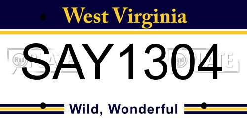 SAY1304 West Virginia License Plate