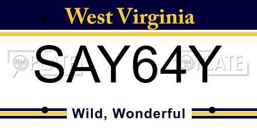 SAY64Y West Virginia License Plate