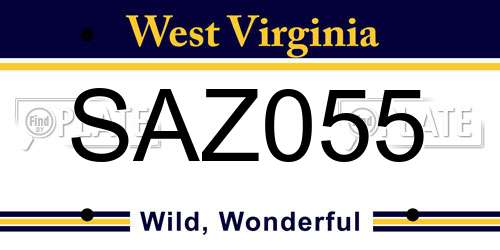 SAZ055 West Virginia License Plate