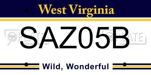 SAZ05B West Virginia License Plate