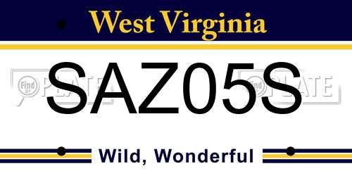 SAZ05S West Virginia License Plate
