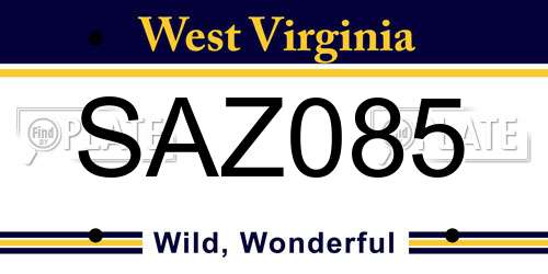 SAZ085 West Virginia License Plate