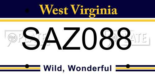 SAZ088 West Virginia License Plate