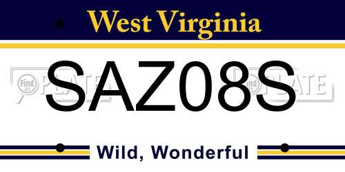 SAZ08S West Virginia License Plate