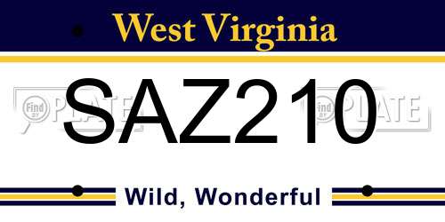 SAZ210 West Virginia License Plate