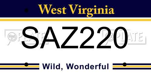 SAZ220 West Virginia License Plate