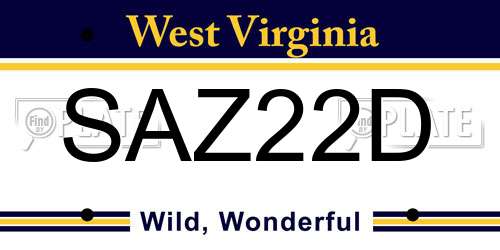 SAZ22D West Virginia License Plate