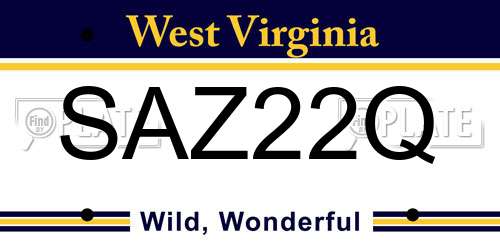 SAZ22Q West Virginia License Plate