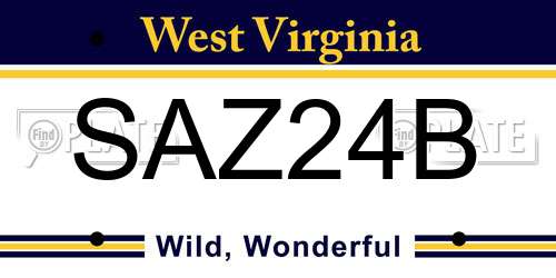 SAZ24B West Virginia License Plate