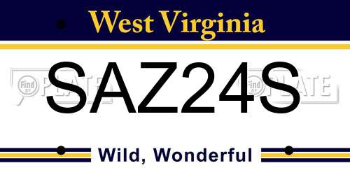 SAZ24S West Virginia License Plate