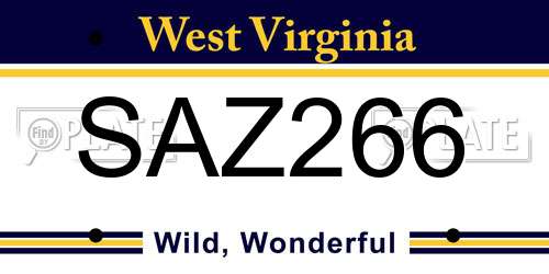 SAZ266 West Virginia License Plate