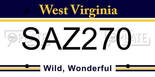 SAZ270 West Virginia License Plate