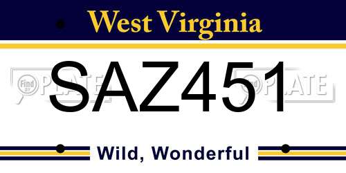 SAZ451 West Virginia License Plate