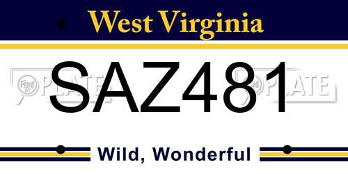 SAZ481 West Virginia License Plate