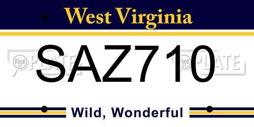 SAZ710 West Virginia License Plate