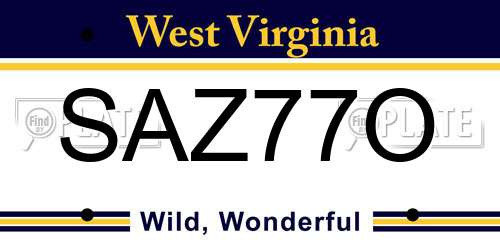 SAZ77O West Virginia License Plate