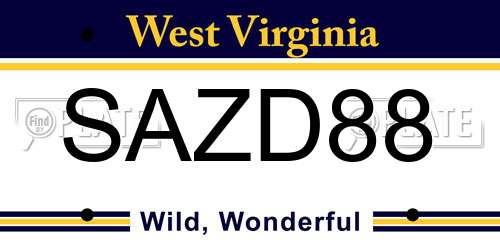 SAZD88 West Virginia License Plate