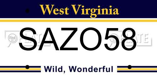 SAZO58 West Virginia License Plate