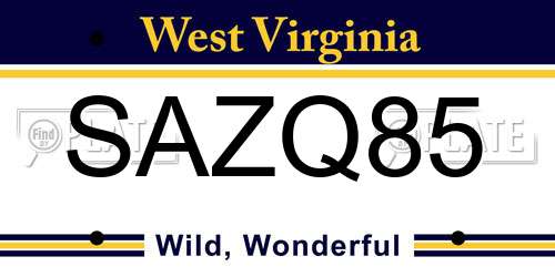 SAZQ85 West Virginia License Plate