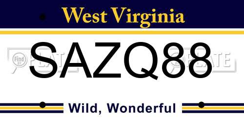 SAZQ88 West Virginia License Plate