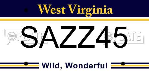 SAZZ45 West Virginia License Plate