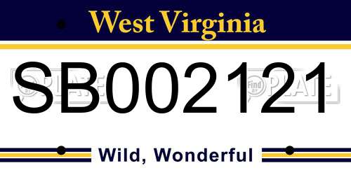 SB002121 West Virginia License Plate
