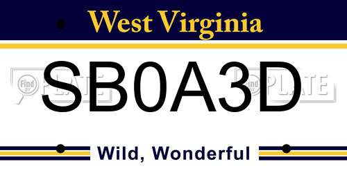 SB0A3D West Virginia License Plate