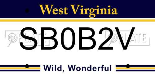 SB0B2V West Virginia License Plate