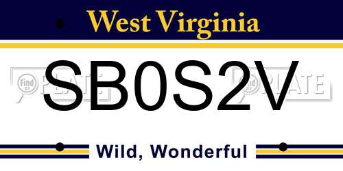 SB0S2V West Virginia License Plate
