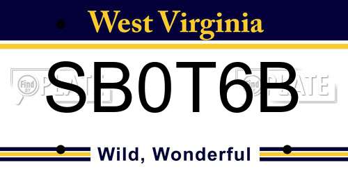 SB0T6B West Virginia License Plate