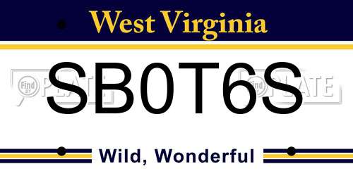 SB0T6S West Virginia License Plate