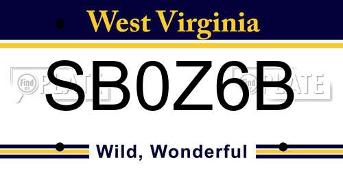 SB0Z6B West Virginia License Plate