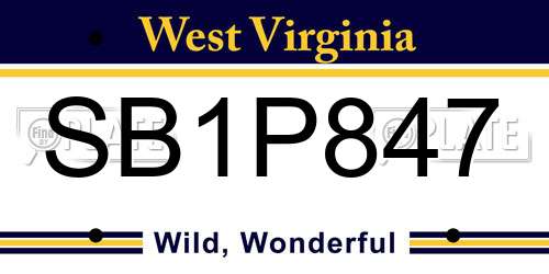 SB1P847 West Virginia License Plate