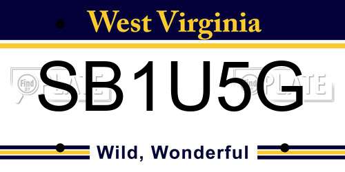 SB1U5G West Virginia License Plate