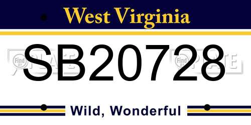 SB20728 West Virginia License Plate